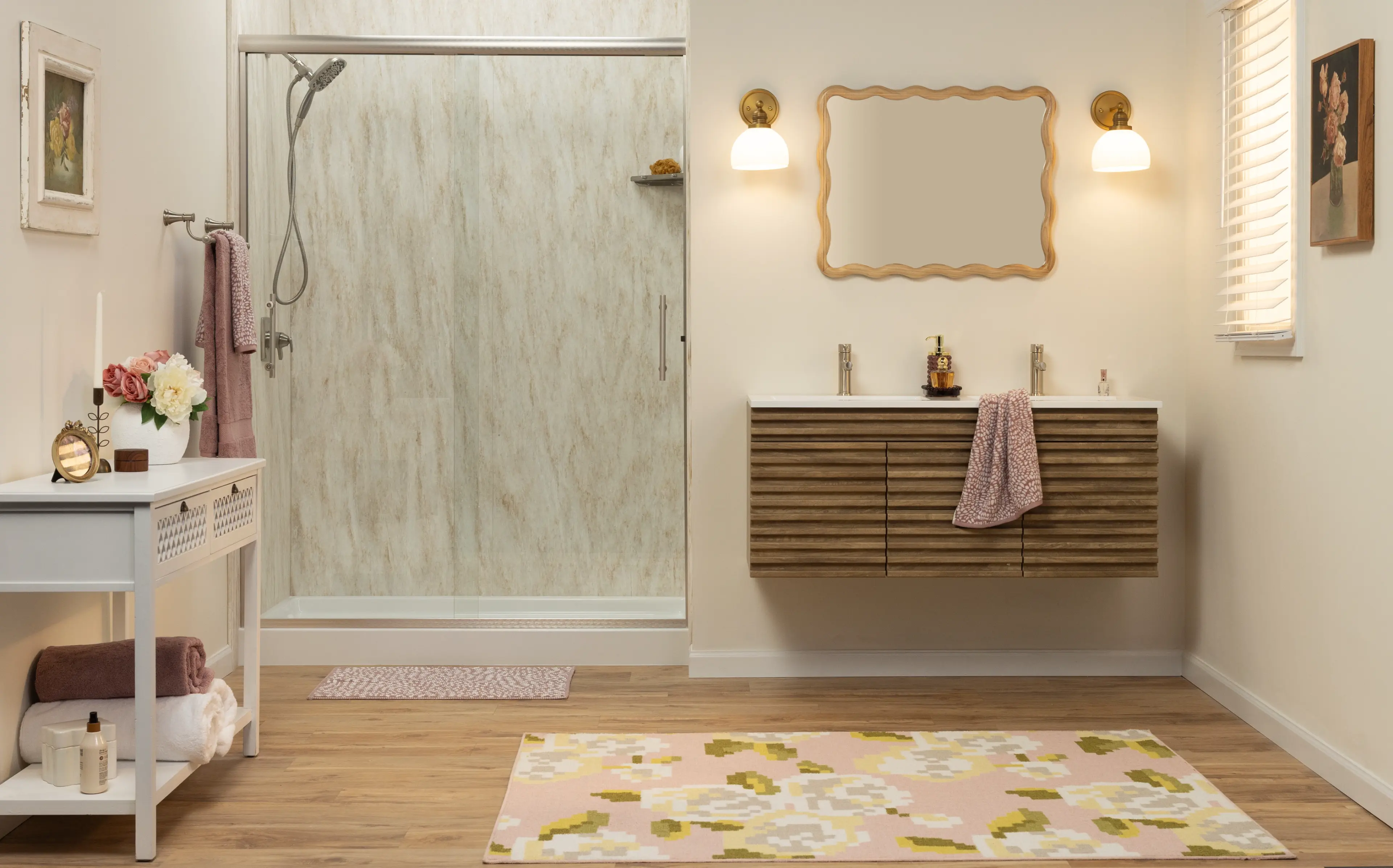 PuroStone Sahara bathroom showroom display at Bath Planet of Metro NY