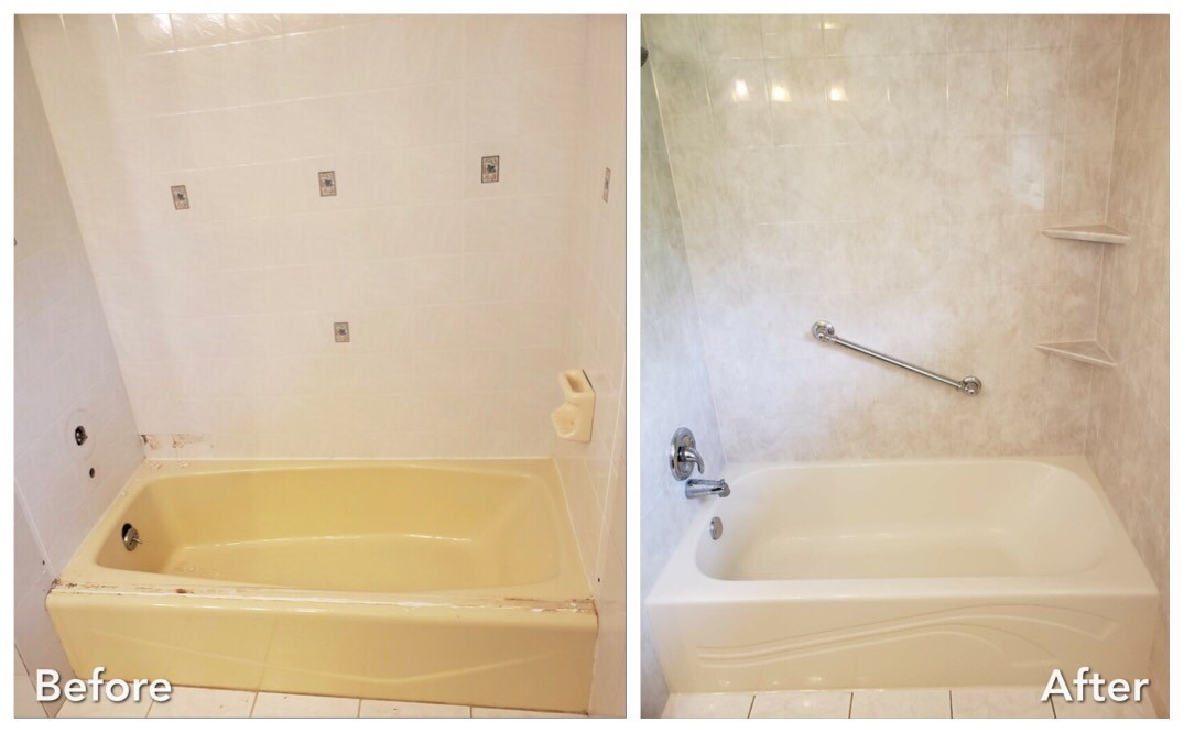 Before and after: Yellow Tub Replacement in Coram, Suffolk County