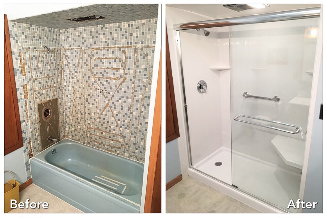 Before and after: Tub-to-Shower Conversion in Rockville Centre, Nassau County