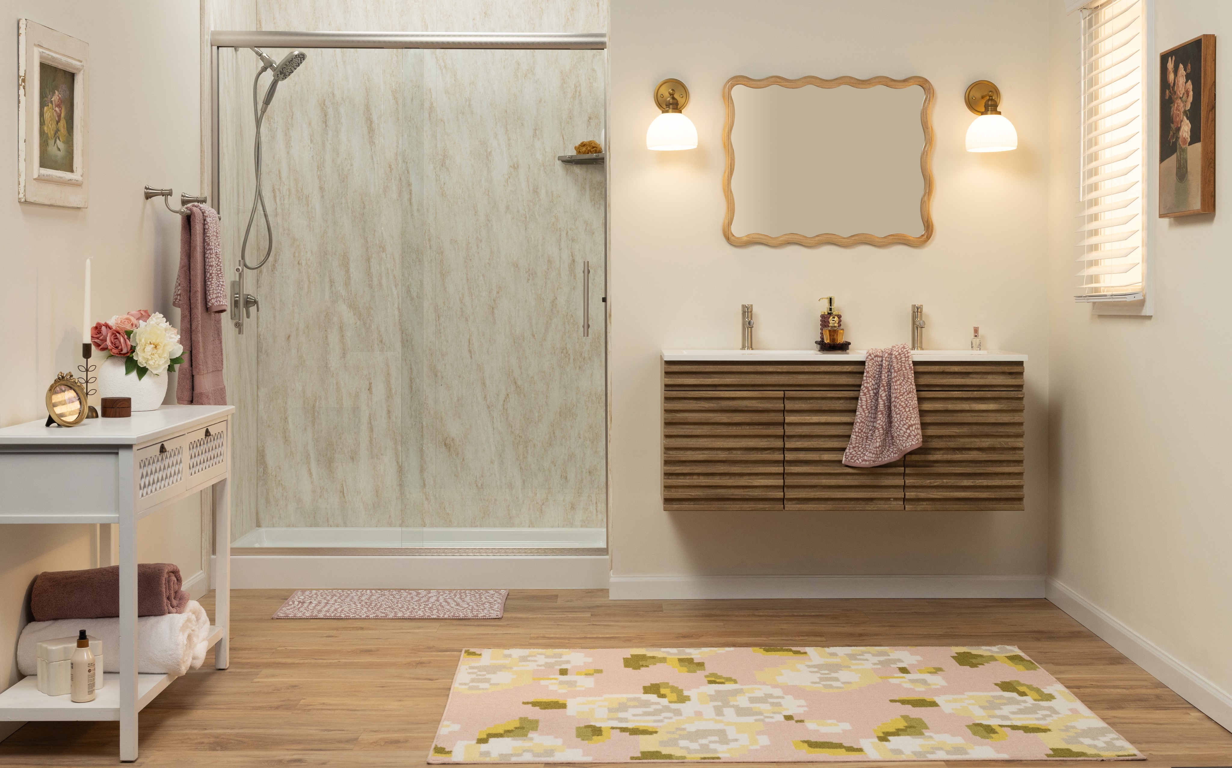 PuroStone Sahara bathroom showroom display at Bath Planet of Metro NY