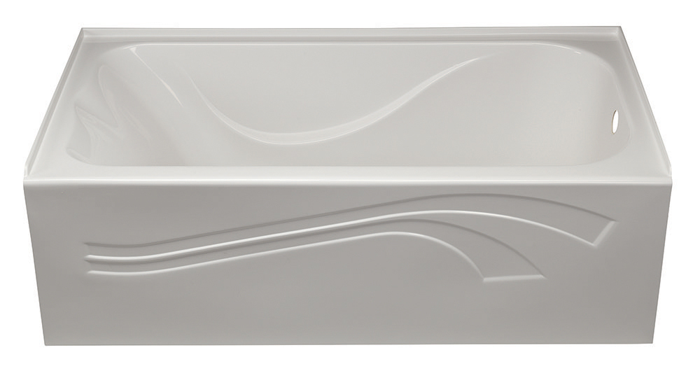 White wave-design acrylic bathtub